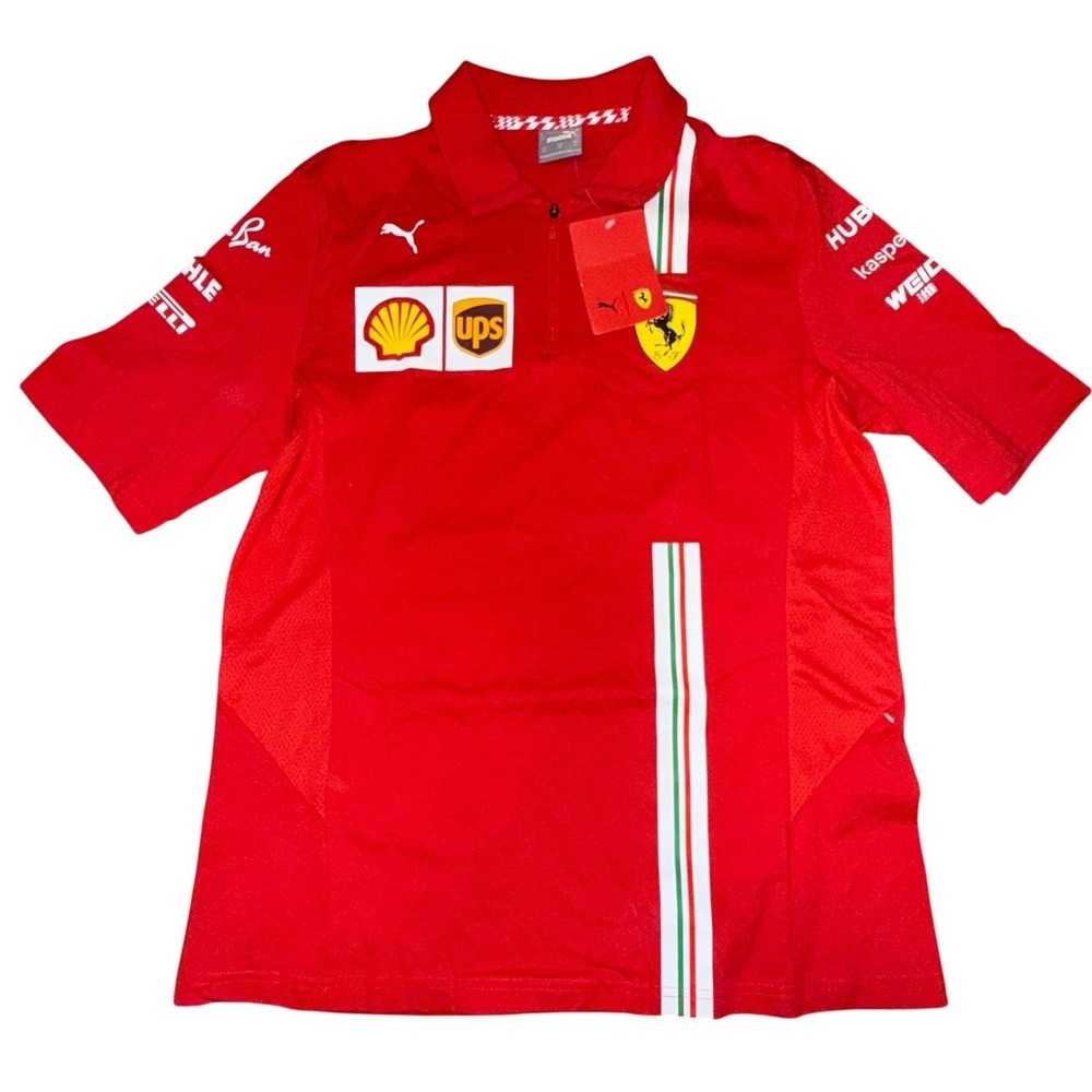 Puma Scuderia Ferrari F1 Racing Polo Shirt Kids‎ XL Red Team Sponsor Logos